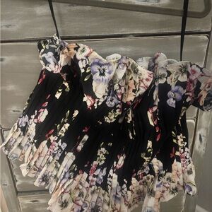 White House Black Market Pink and White Ruched Off-the-Shoulder Dress